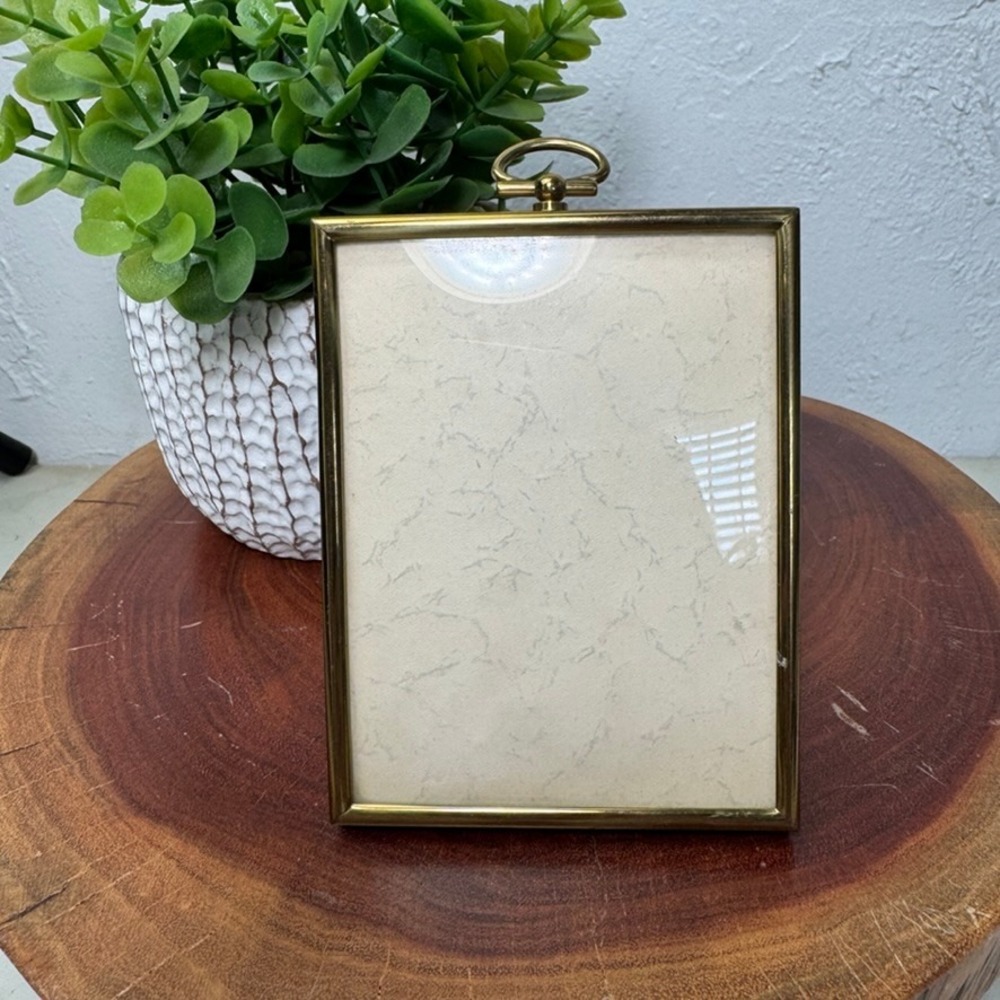 Vintage Crown Frame Company Brass Picture Frame 3x4 Gold Tone Fennville MI 15